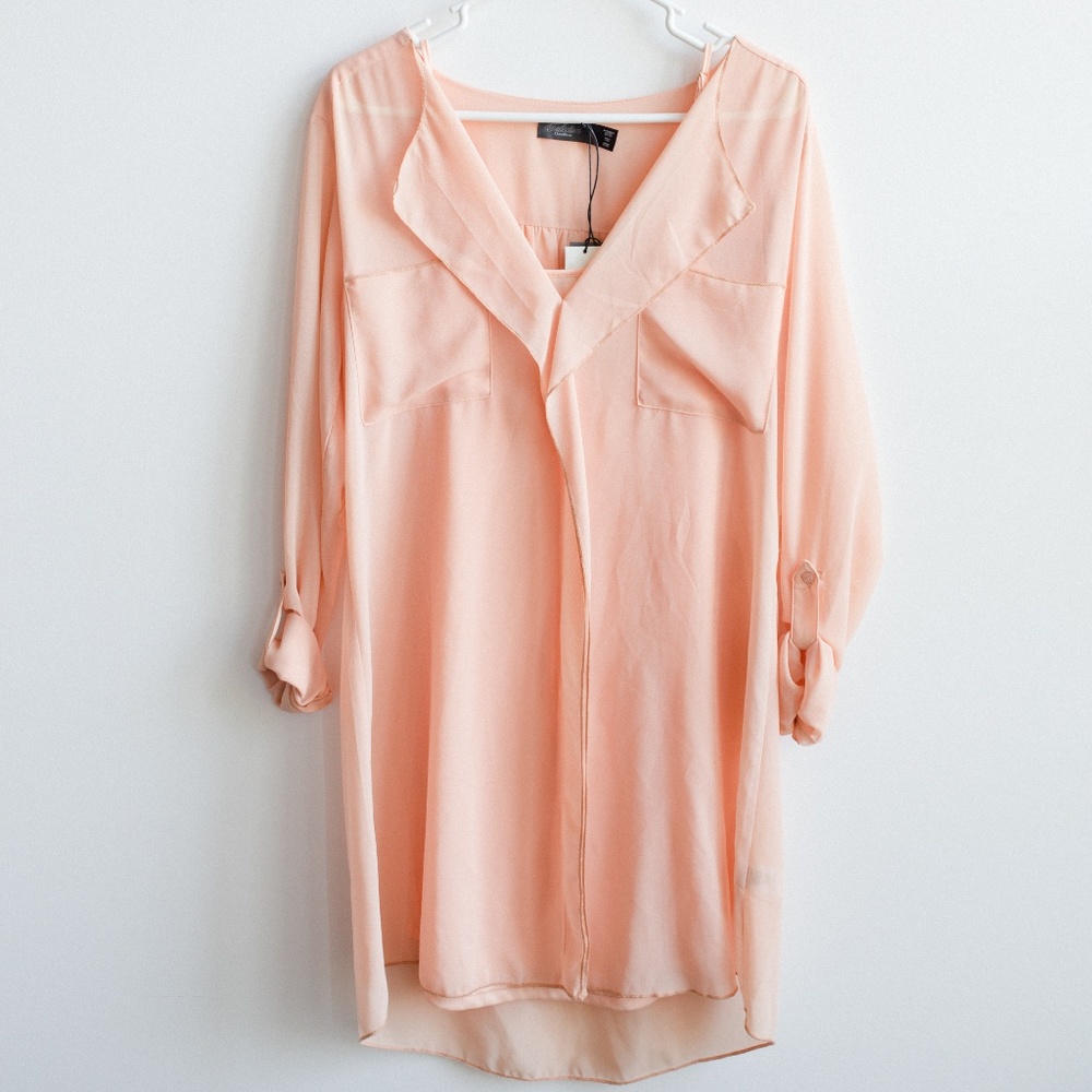 Costa Blanca Peach shirt dress sz. Medium